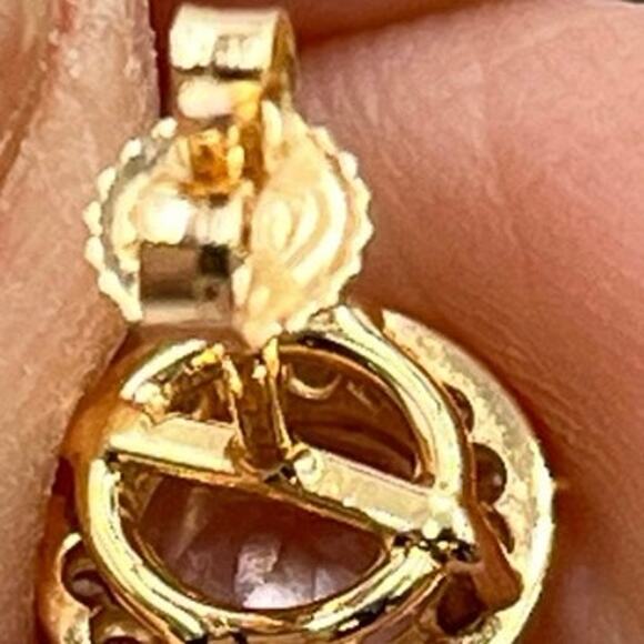 14K Rose Gold Round Prong Blush Morganite and Diamond Halo Stud Earrings - Picture 8 of 11